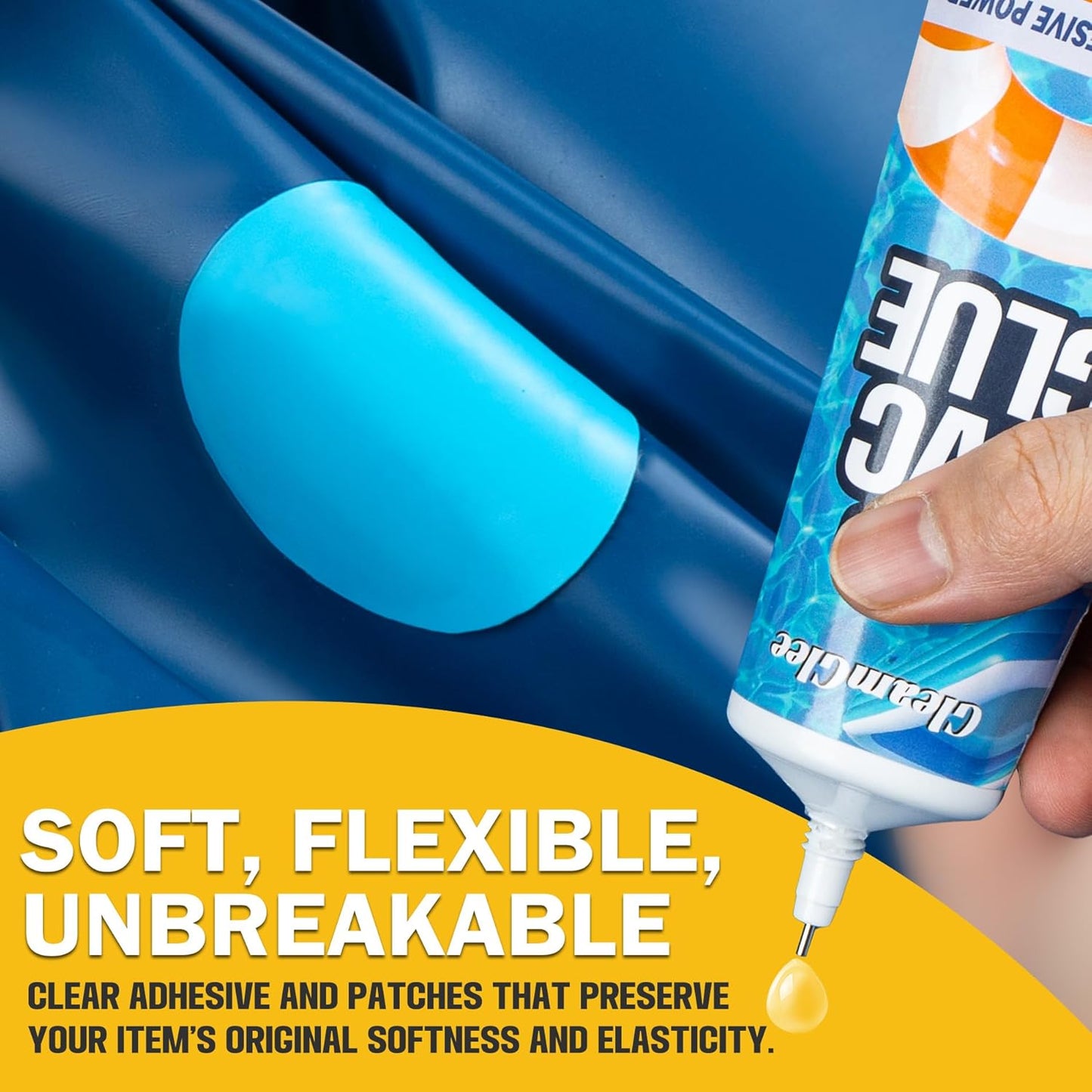 80ml Inflatable Repair Patch Kit with Glue Waterproof Vinyl & PVC Air Mattress Patch Kit for Air Beds, Pool Floats