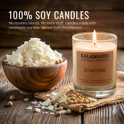 Kalamazoo Candle Company Hand-Poured Soy Wax Candle – 10oz Classic Jar, 60-80 Hour Burn Time – Made in USA, Highly Scented, Phthalate-Free (Arboretum)