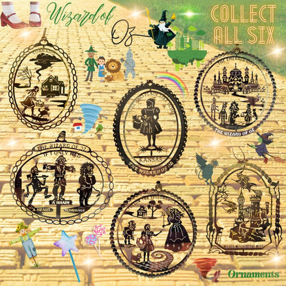 Wizard of Oz Christmas Ornament, Follow The Yellow Brick Road, Glinda, Munchkin, Dorothy, Toto