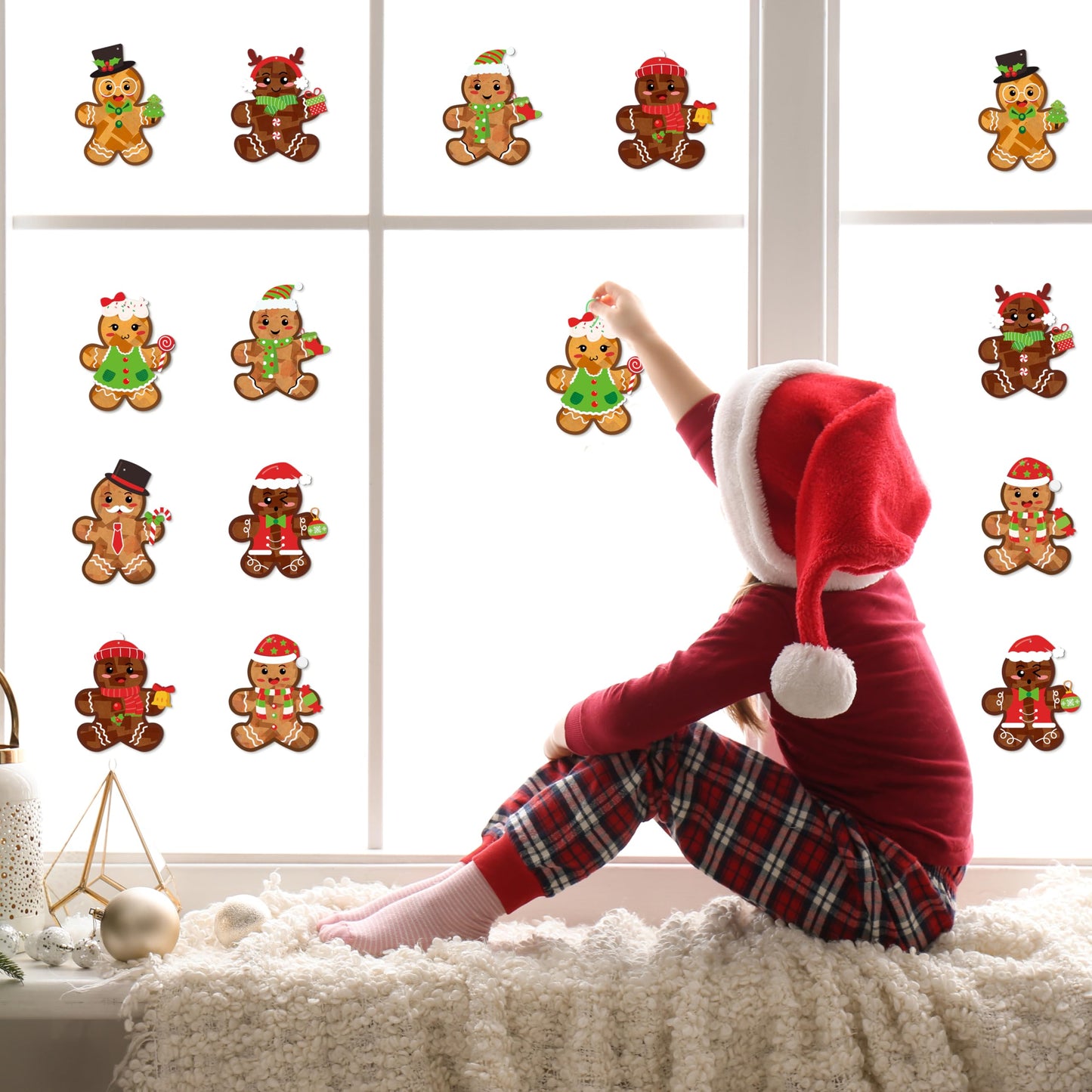 Renbuzhu 39PCS Christmas Crafts Bulk: Gingerbread Men Paper Suncatchers DIY Kit for Winter Xmas Holiday Activities Decorations, Window Stained Glass Effect Art Ornaments