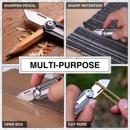 FLISSA Pocket Knife, 6-in-1 EDC Keychain Multitool, Mini Multitool Knife with Safety Lock, Premium Titanium Alloy Design for Everyday Carry, Camping, Outdoor, and Gift