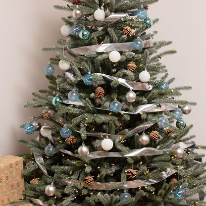 Every Day is Christmas Ornaments - Shatterproof Christmas Tree Ornament Set, 50 Count (2.24"/57mm, Blue Silver)