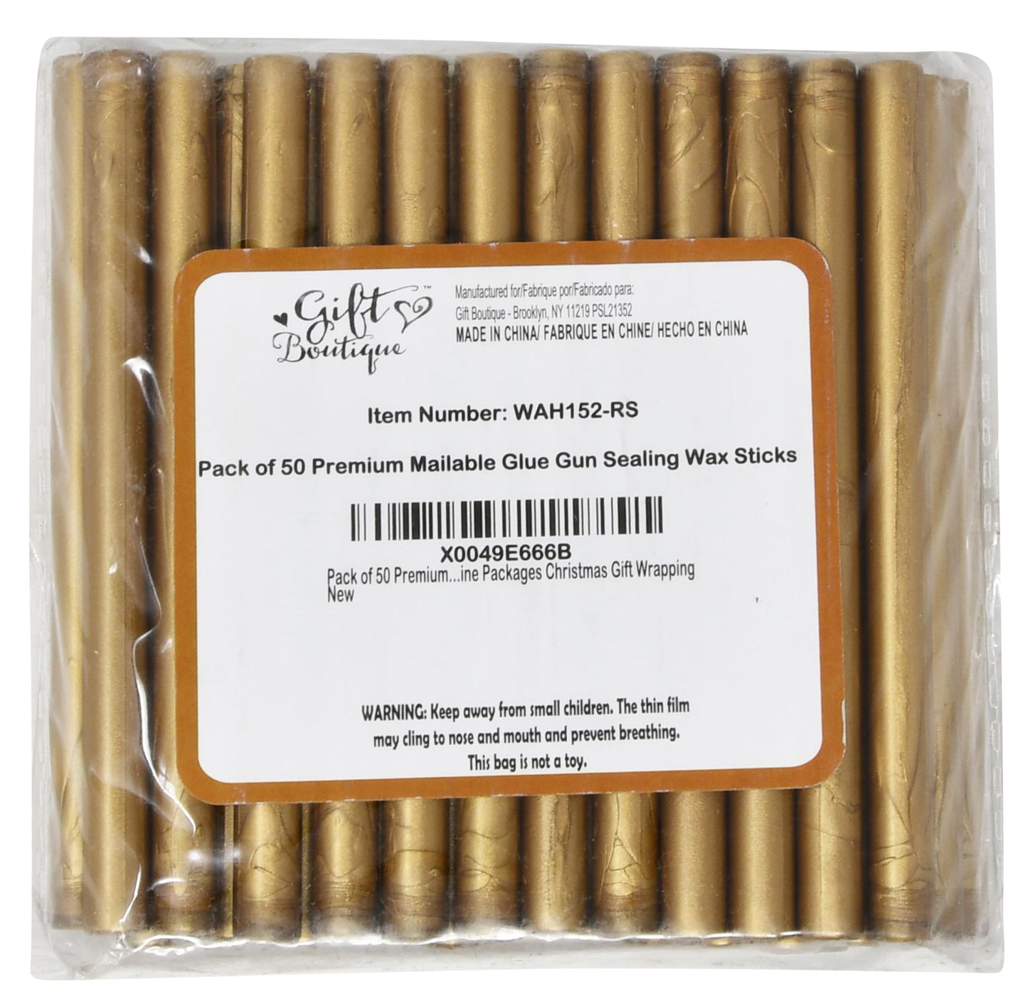 Pack of 50 Premium Mailable Glue Gun Sealing Wax Sticks for Mini Glue Guns – Antique Gold Wax Seals for Letters, Invitations, Cards, Envelopes & Gifts