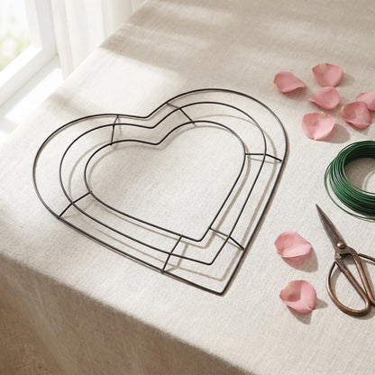 CONGARTENO 2PCS Heart Shaped Wire Wreath Frame Metal Heart Wreath Form for Valentine’S Day Wedding Floral Garland Making, Black Metal Wire DIY Craft Frame