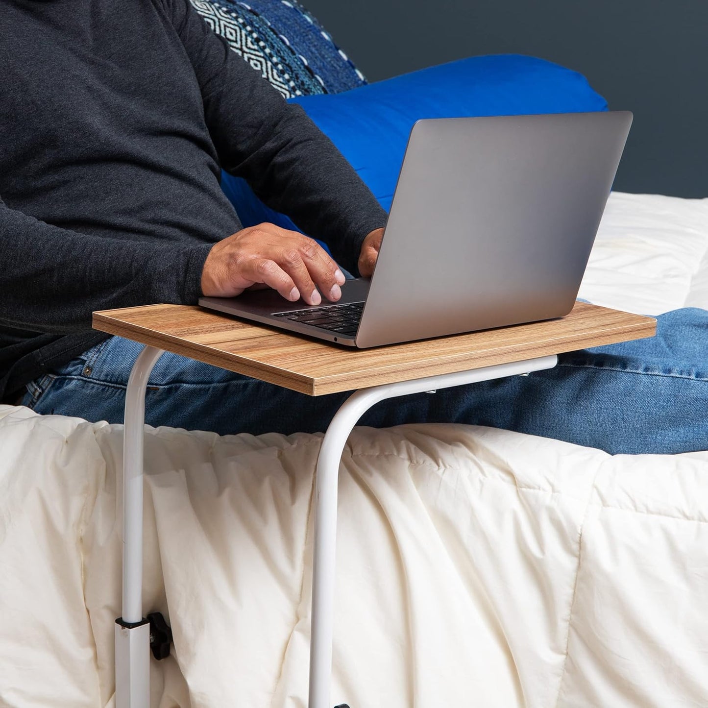 Mind Reader Height Adjustable Laptop Stand, Computer Table, Work Table, MDF, Black, 19" L x 12" W x 31" H
