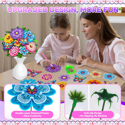 Flower Arts and Crafts for Kids ages 8-12: Double-layer Butterfly Diamond Art Kits for Kids Girls Toys age 6-8, Gem Art Small Diamond Painting Gifts for 6 7 8 9 10 11 12 Year Old Girl Birthday Gift