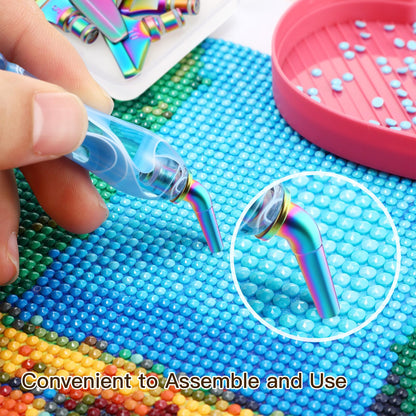 Moxweyeni 11 Pieces Diamond Brush Metal Nibs Kit DIY Diamond Painting Metal Pen Tips 11 Styles Multi Placer Tips 5D Stainless Steel Painting Accessories Replacement Pen Heads (Iridescent)