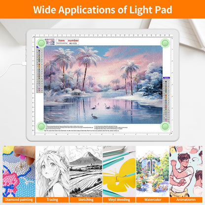 Elice Magnetic A4 Light Board with Bag for Diamond Painting, Tracing LED Light Box with Side Buttons, Super Bright Diamond Art Light Pad, Light Table for Drawing, Sketching, Weeding Vinyl - White
