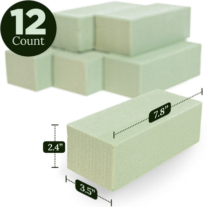 Kedudes Premium Dry Floral Foam Blocks 12-Pack - Foam Blocks for Flower Arrangements and Crafts - Dry Foams for Artificial Flowers, Silk Displays, Weddings - Green Bricks for DIY Decoration Projects