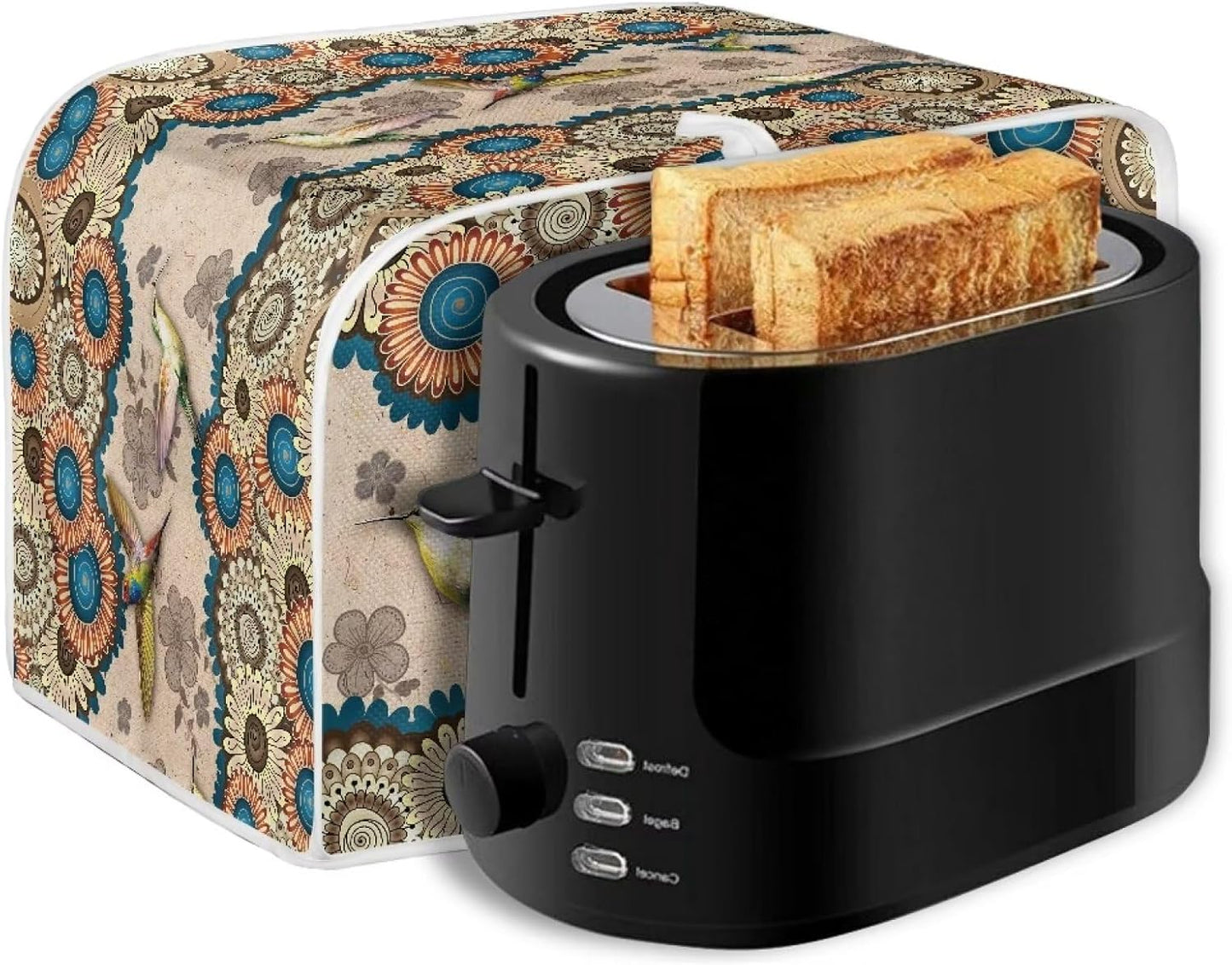 Talayituse Boho Mandala Hummingbird Print Toaster Cover, 2 Slice Wide Slot, Lightweight, Washable Dust Protection Bag