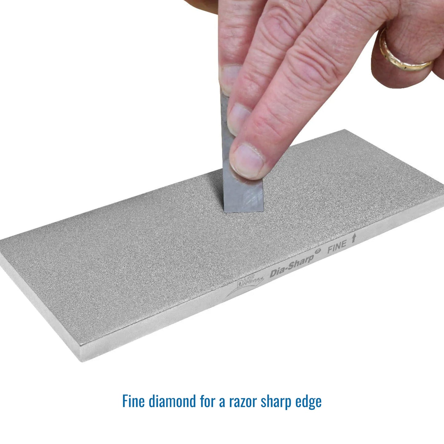 DMT D8F Dia-Sharp Bench Stone - Diamond Knife Sharpener for the Workshop, Jobsite or Kitchen - Fine - Flat Diamond Sharpening - Non-Slip Knife Sharpener- Made in the USA - 8 x 3 x 0.38 Inches