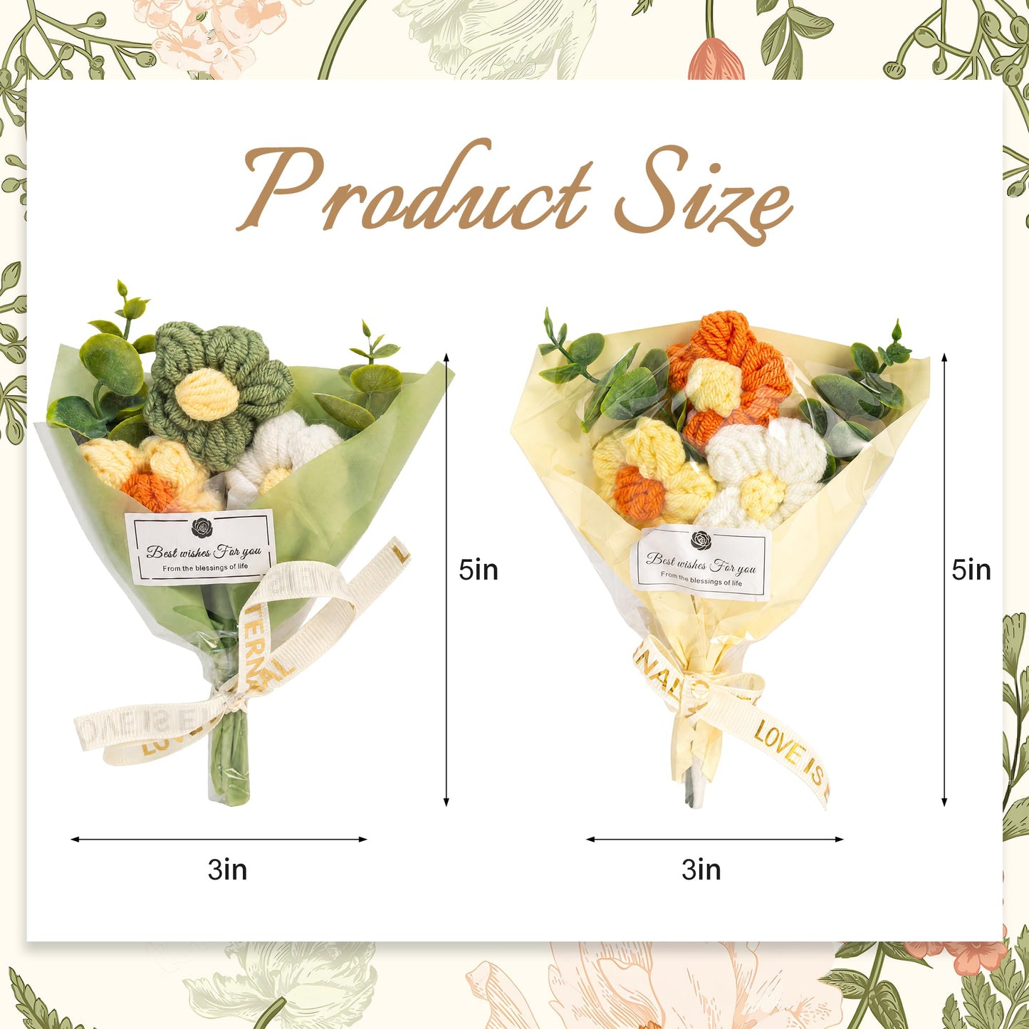 2Pack 5x7 Shadow Box Frame w. Mini Crochet Flower Bouquet, Small Shadow Box Frame, DIY Shadow Boxes Display Cases for Home Decor, Wedding, Birthday for Women, Mom, Friends