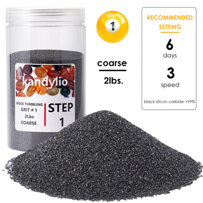 Kandylio 8 Lbs Rock Tumbler Grit Kit Polish Upto 60LBS Rocks Silicon Carbide & Aluminum Oxide Polishing and Tumbling Abrasive Media for Any Rock Tumbler Polisher