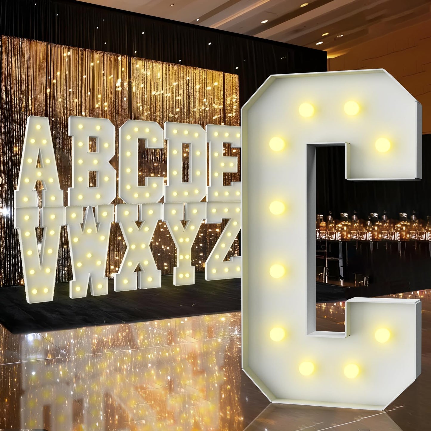 3FT Marquee Light Up Letter,Marquee Letters 3 Feet Tall, Large Led Sign for Party,Birthday Decorations,Graduation,Prom,Baby Shower(Letter C)