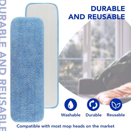 Replacement Microfiber Pad Fit for Rubbermaid Commercial 18 Inch and 17 Inch Mop - 10 Pack Wet & Dry Commercial Cleaning Reusable Refills Fit for Any Microfiber Flat Mop 18" 17" - Trapezium