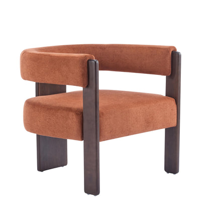 Christopher Knight Home Nettie Modern Accent Chair for Living Room, Velvet Fabric Single Lounge Sofa Chair with Wooden Frame, Comfy Reading Chair for Bedroom, Lounge Armchair with Cushion,Burnt Orange