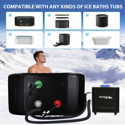 EONIX 1/2 HP Cold Plunge Chiller for Ice Bath – Upgraded Faster Cooling to 42°F, Built-in Filter & Pump, Insulated Hoses, Energy Saving & Low Noise – for Home Athlete Recovery & Cold Water Therapy