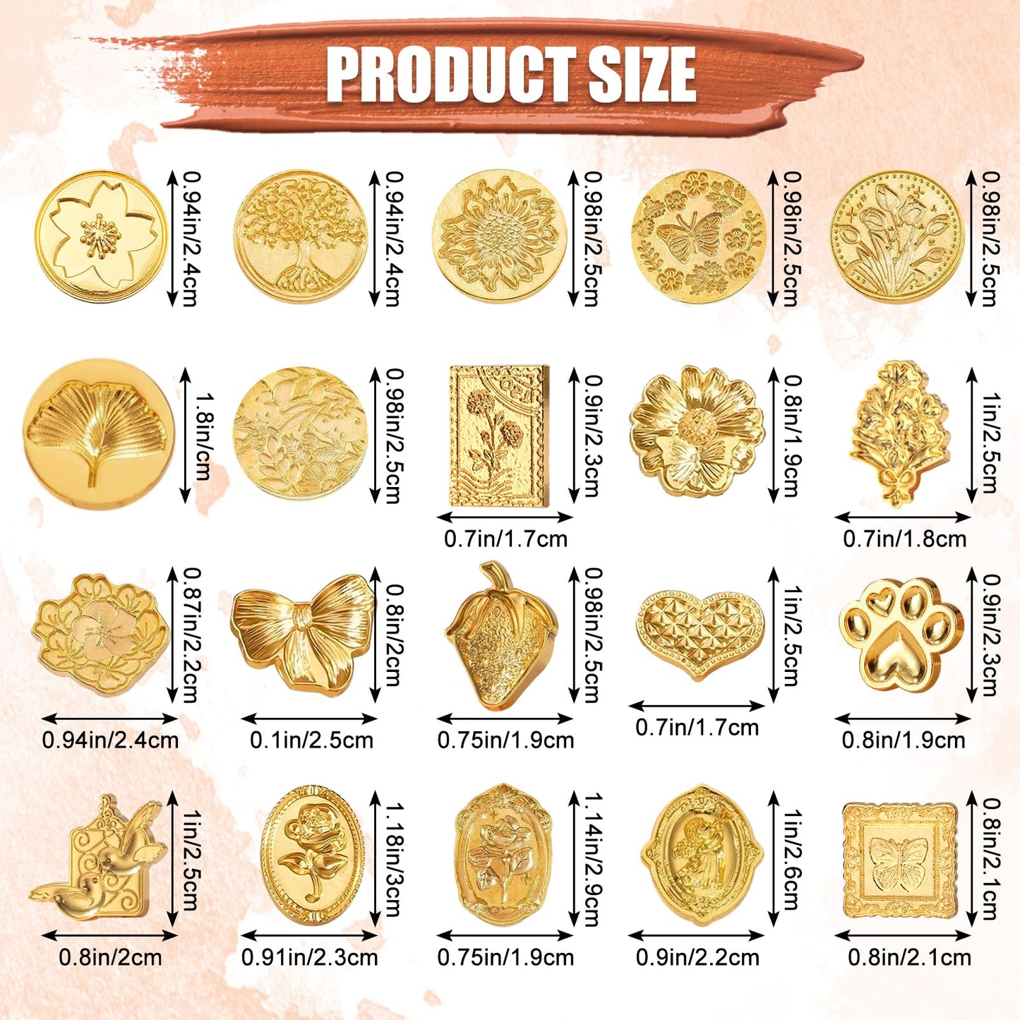 Draupnir Wax Seal Stamp Kit, 21pcs Vintage Classic Sealing Wax Stamp Heads with Wooden Handle, Gold, Ideal for Wedding, Party Invitations, Gift Wrapping