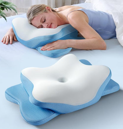 5X Pain Relief Cervical Neck Pillow for Neck Support, Ergonomic Cooling Side Sleeper Pillow for Sleeping, Odorless Contour Memory Foam Pillows, Bed Pillow for Side Back Stomach Sleeper