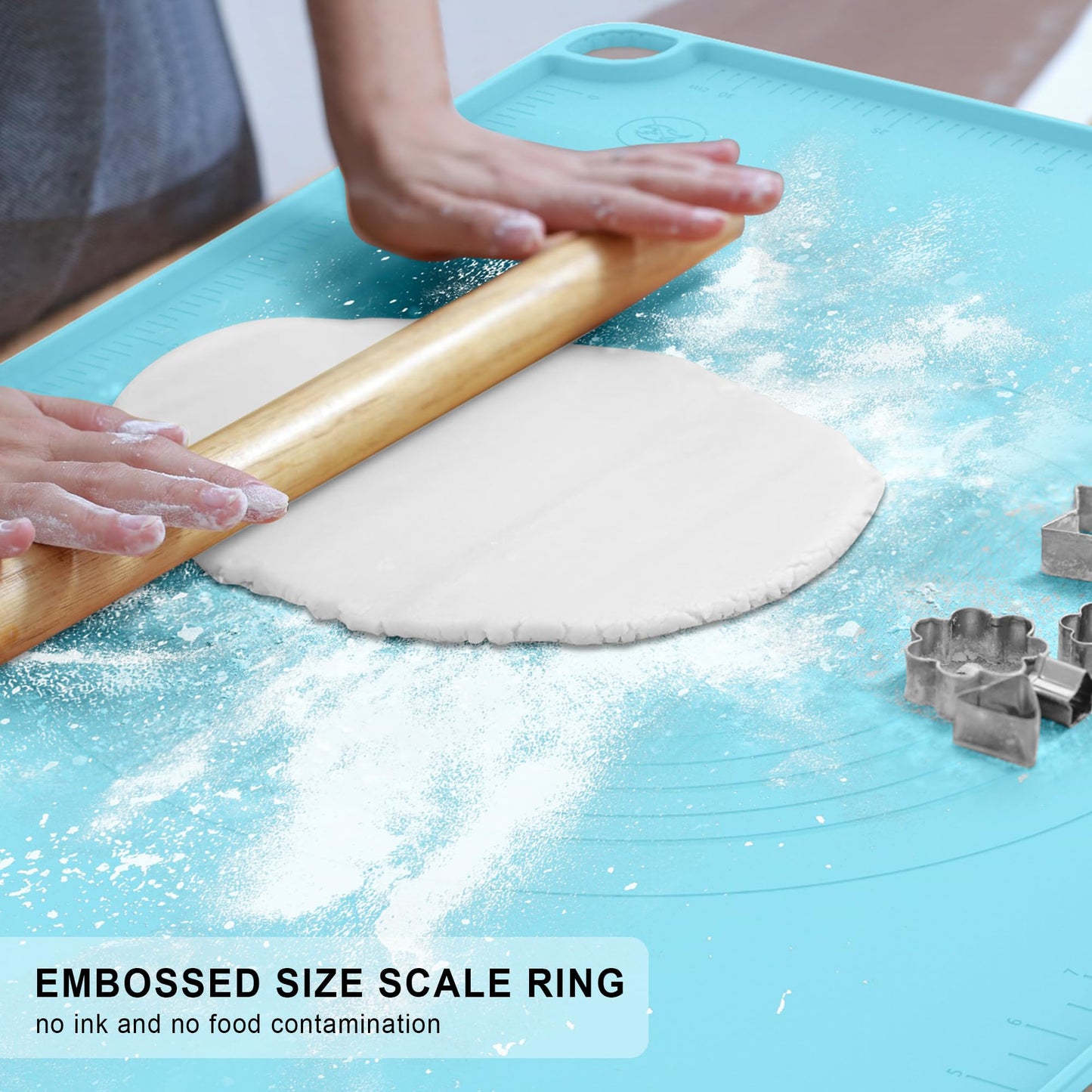 Silicone Baking Mat, Dough Rolling Mat, Pastry Mat for Rolling Dough, Silicone Rolling Mats for Pizza, Pie, Macaron, Bread (Beige, 24"×16")