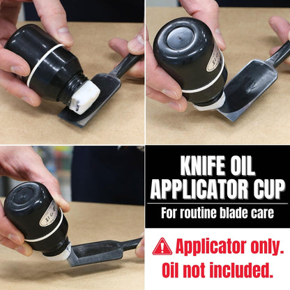 KAKURI Wood Carving Tool Sharpening Kit - Quick & Easy Strop System for Polishing & Deburring - Abrasive Stropping Cloth, Angled Strop Block, Blade Oil Applicator - Made in Japan