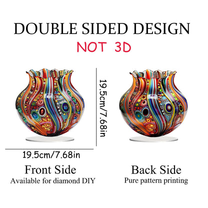 JJFox DIY Tabletop Diamond Art Painting Kit，Special Shaped Rhinestone Desk Placement Ornament，Home Stand Up Gem Painting Craft Kit，Gift,Double Sided. (Vase-1)