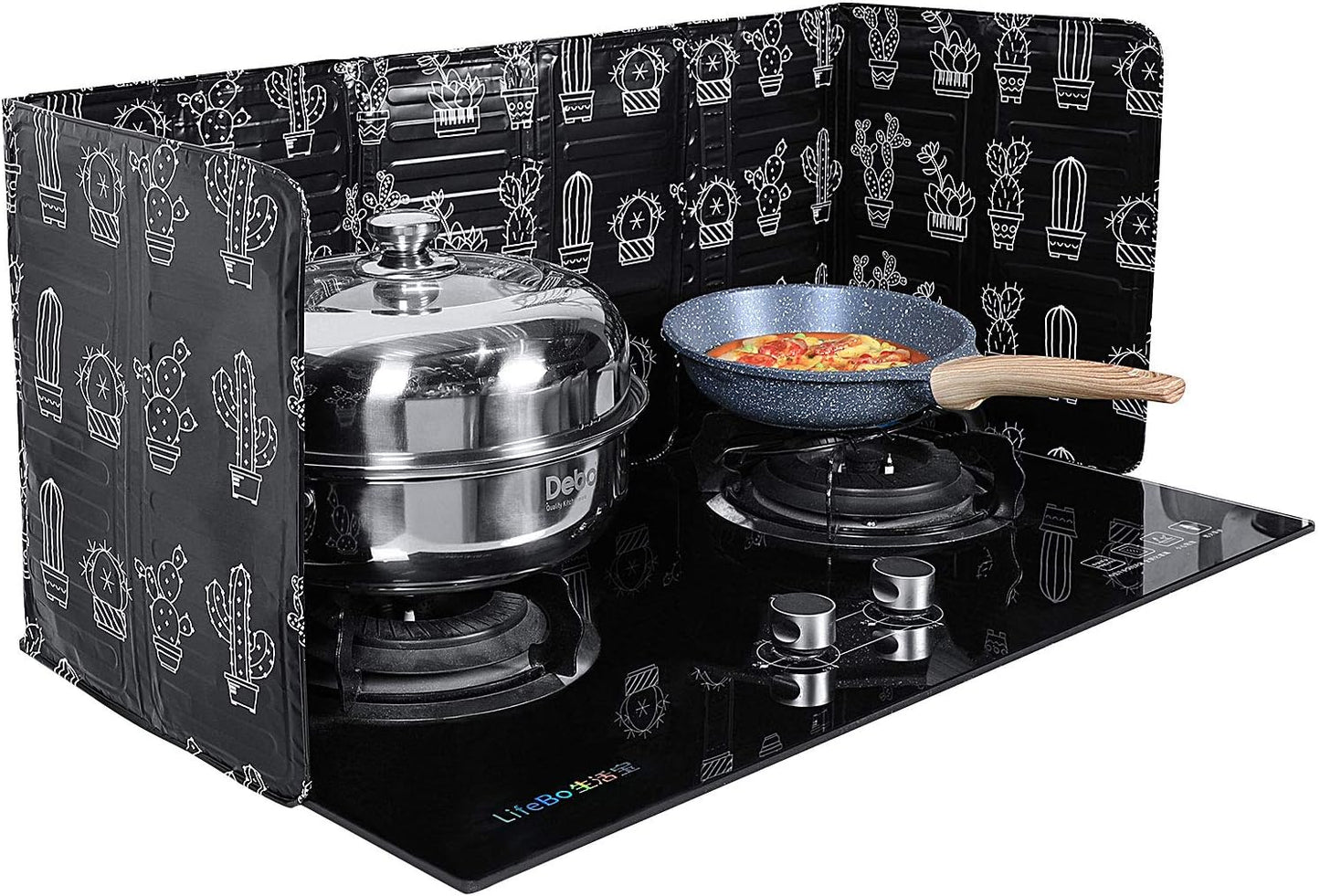 2 Pcs 3 Sided Foldable Grease Splatter Guard, Aluminum Foil Splash Screen for Frying Pan Cooking