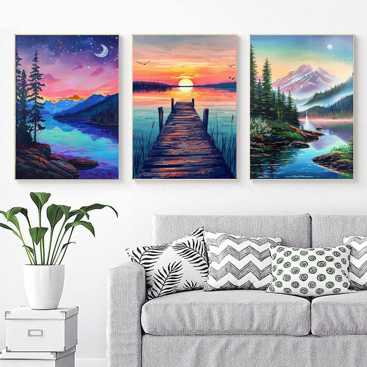 EWJRNSF 6 Pack 5D Diamond Painting Kits for Adults, Landscape Diamond Arts Kits Diamond Art Sets,Gem Painting by Number Kits for Adults Beginners Home Wall Decor 11.8x15.7 Inches