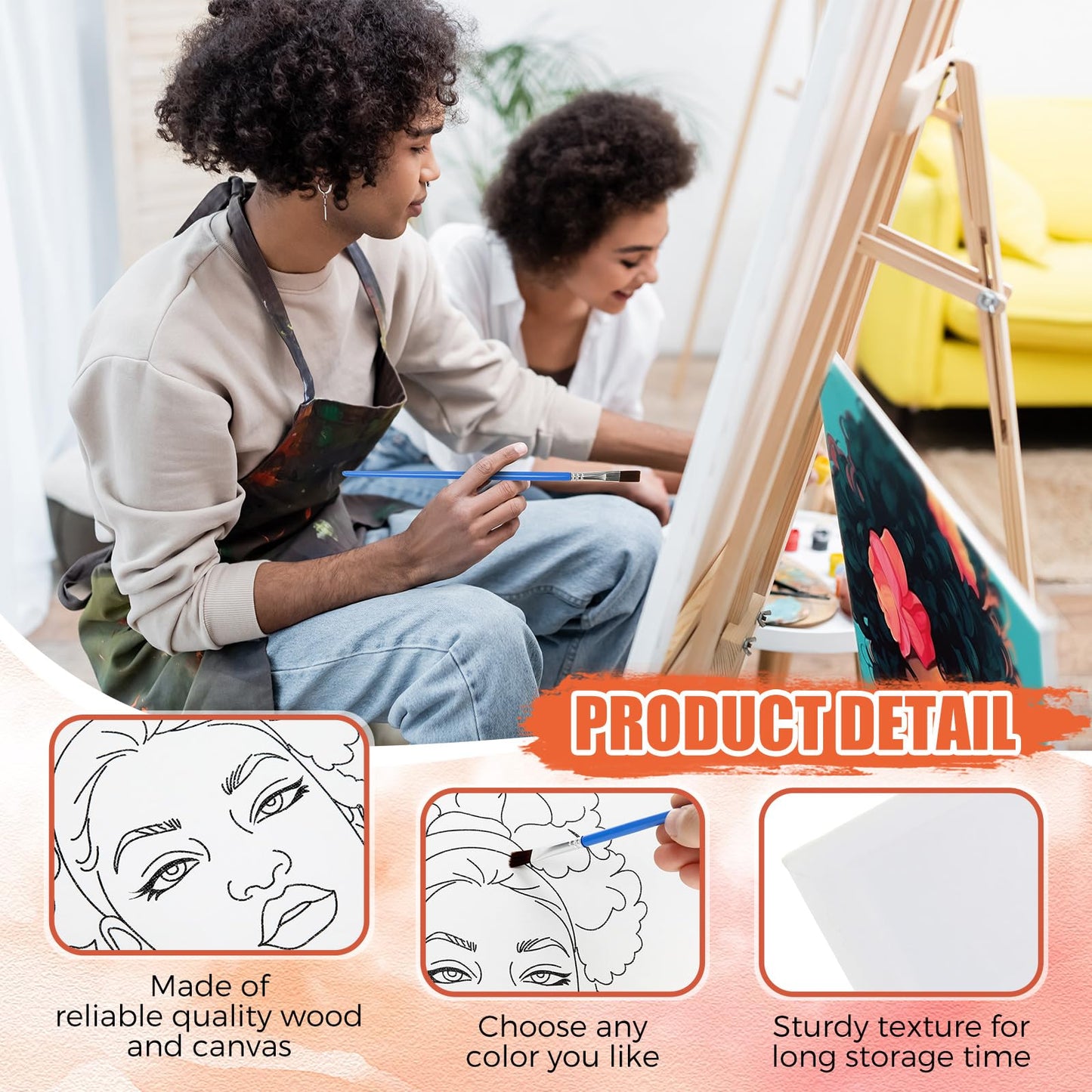 Sherr 140 Pcs 20 Set Pre Drawn Canvas Kit for Painting Craft Sip and Paint Kit for Adults Pre Printed Canvas Painting Favor for Virtual DIY Birthday Gifts Adult's Date Party(Elegant Lady)
