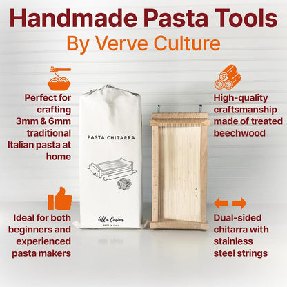 14 8 3 9.5'' 1Rolling Chitarra Pasta Maker with Rolling Pin by Verve CULTURE, Traditional Italian Pasta Maker Machine
