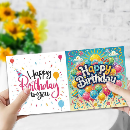 MaiYiYi 6 Pack DIY Happy Birthday Diamond Art Birthday Greeting Cards, Balloon Diamond Painting Greeting Cards, Birthday Wishes Diamond Art Card for Family Friends Birthday