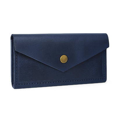 TheAntiq Blue Leather Cash Envelopes for Money Pouch Currency Holders - Soft Leather Money Bag Mobile Holder for Travel - Genuine Leathers Wallets for Women Money Bag - Travel Money Pouch Cash Holder