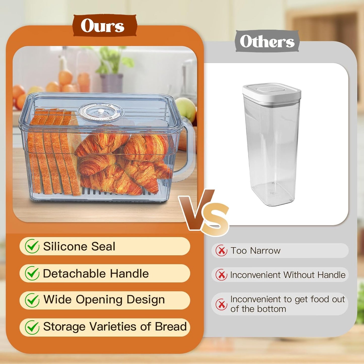 2 Counter, Gifhomfix PCS Bread Box for Homemade Bread Airtight Bread Boxes for Kitchen Time Recording Bread Storage