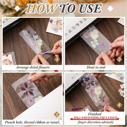 Fuyoooo 176 Pcs Dried Flower Bookmark Making Kit, DIY Bookmark Laminating Pouches with Tassels and Puncher DIY Project Gifts for Women Night Out Craft Book Lovers (Purple,3 Size)