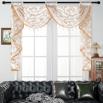 NAPEARL Waterfall Valance Window Treatment for Living Room, Two Swags Valance, Kitchen Bedroom Decoration