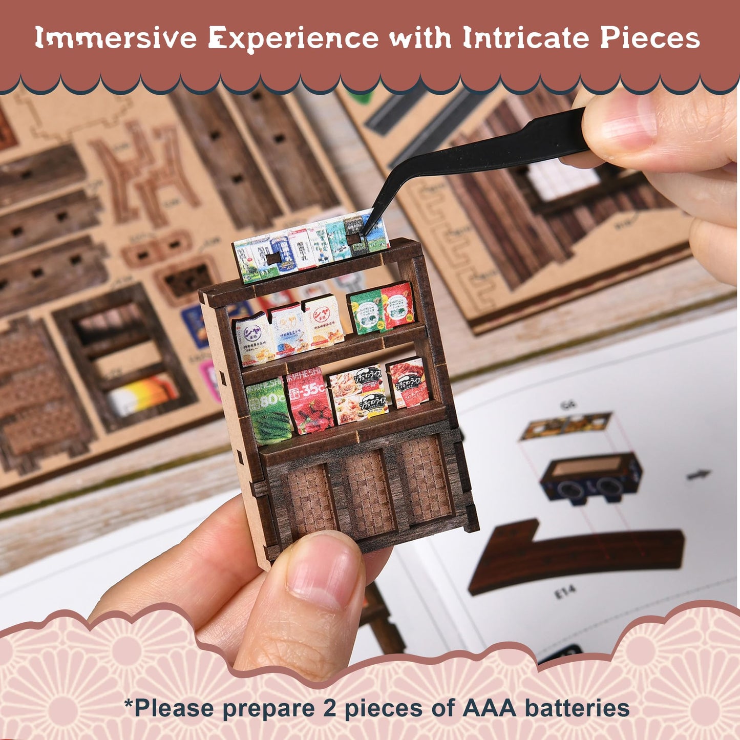 DIY Miniature House Kit, DIY Book Nook with LED Light | 3D Puzzles for Adults and Teens, Tiny House Building Kits for Bookshelf Decor, Relaxing Gift for Craft Lovers | Kasuga Grocery Store