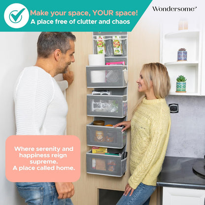 Over the Door Organizer, Clear Mesh Window Hanging Storage Rack for Bedroom, Bathroom, Kids Room, Space Saving Shelves