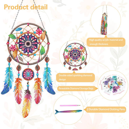 Sunovate DIY Dream Catchers Diamond Painting Kit - Handmade Craft for Boho Decor, Symbol of Good Dreams & Positive Energy, All-Inclusive Crafts for Adults (Vibrant)