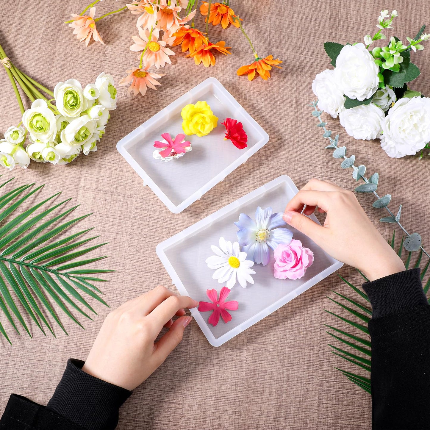 Large Rectangular Resin Molds 4PCS Epoxy Resin Casting Craft Mold Crystal Deep Casting Epoxy Mold for Flower Preservation Bookends DIY Art Home Décor, DIY Wedding Bouquets