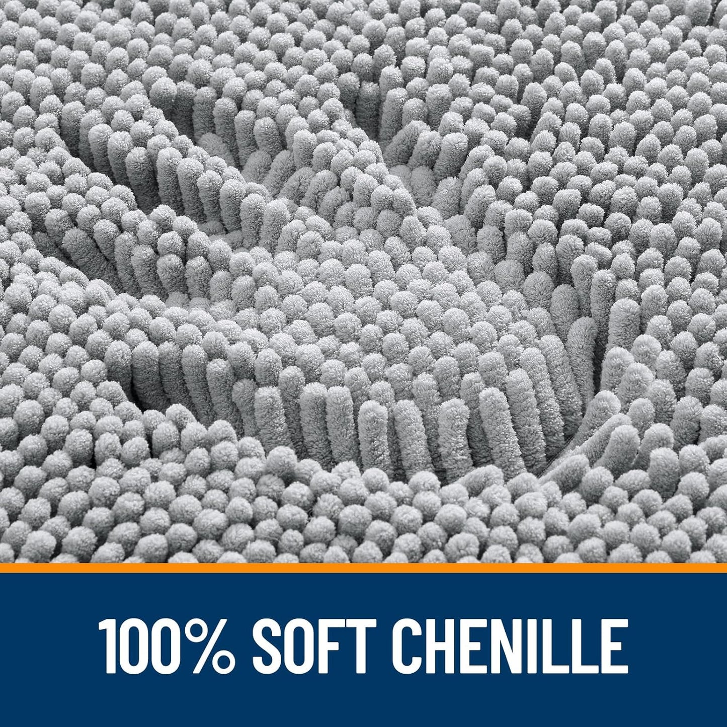 OLANLY Large Bathroom Rugs - Extra Soft Chenille Bath Mats | Quick Dry, Machine Washable, Light Grey 47x32