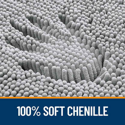 OLANLY Large Bathroom Rugs - Extra Soft Chenille Bath Mats | Quick Dry, Machine Washable, Light Grey 47x32