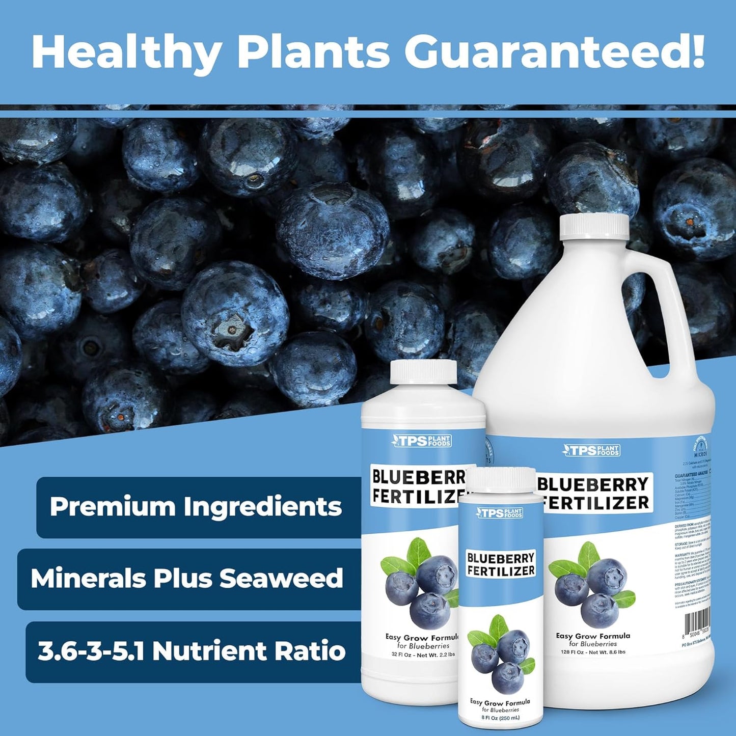 32 oz Blueberry Fertilizer Liquid Plant Food for Bigger Berries, Better Fruit Production & Stronger Root Development