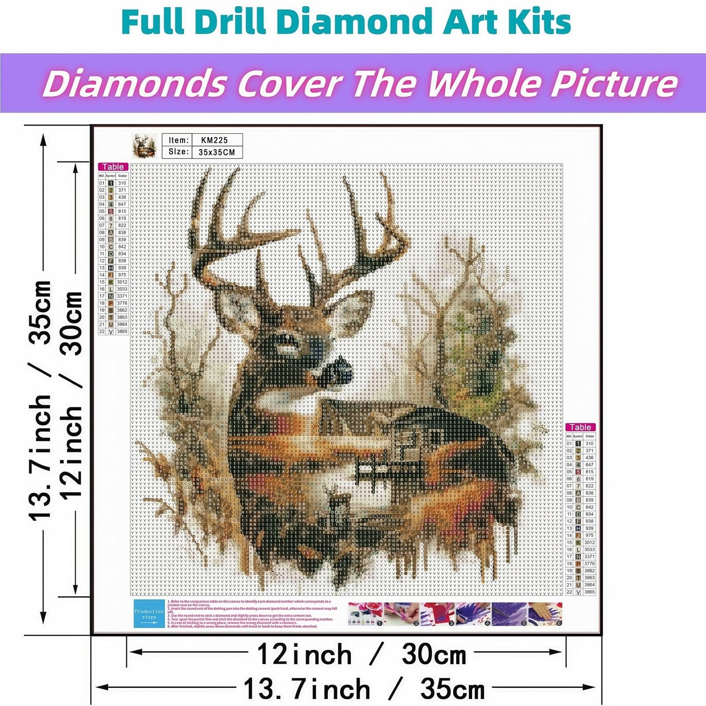 JYXSJYYD 5D DIY Deer Diamond Art Kits for Adults,Diamond Paintings Kits for Beginners,Paint By Diamonds Dot Full Drill Gem Art Crafts,Home Wall Decoration 13.8x13.8 Inches.