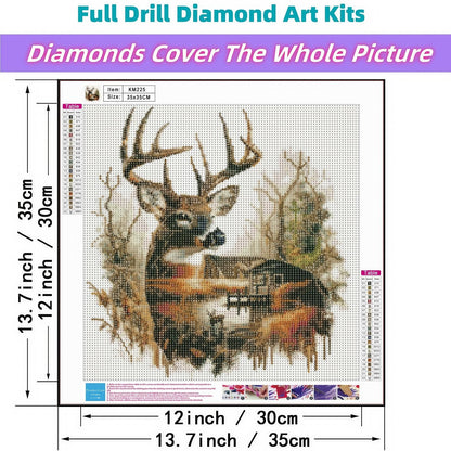 JYXSJYYD 5D DIY Deer Diamond Art Kits for Adults,Diamond Paintings Kits for Beginners,Paint By Diamonds Dot Full Drill Gem Art Crafts,Home Wall Decoration 13.8x13.8 Inches.