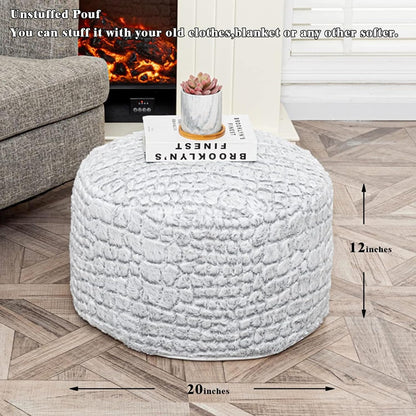 20x20x12 Inches Asuprui Pouf Ottoman Unstuffed Floor Poof Seat Pouf Ottoman Foot Rest Soft Foot Stool Fuzzy Chair Floor