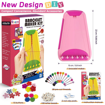 Friendship Bracelet Making Kit for Girls Ages 8-12, Kids Jewelry Making Kit with 28 Pre-Cut Threads and Letter Beads, Arts and Crafts for Kids, Birthday Easter Gifts for 6 7 8 9 10 11 12 Year Old