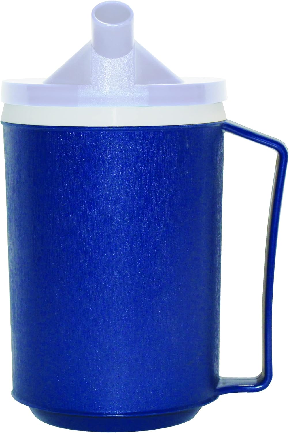 Rehabilitation Advantage Insulated Blue Mug with White Snorkel Lid, Non-Weighted