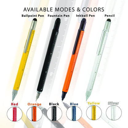 Monteverde USA 9-in-1 Tool Ballpoint Pen in Blue – Multifunctional Pen with Stylus, Screwdrivers, Level, and Ruler – Exclusive Collection, Ideal Gift for Professionals