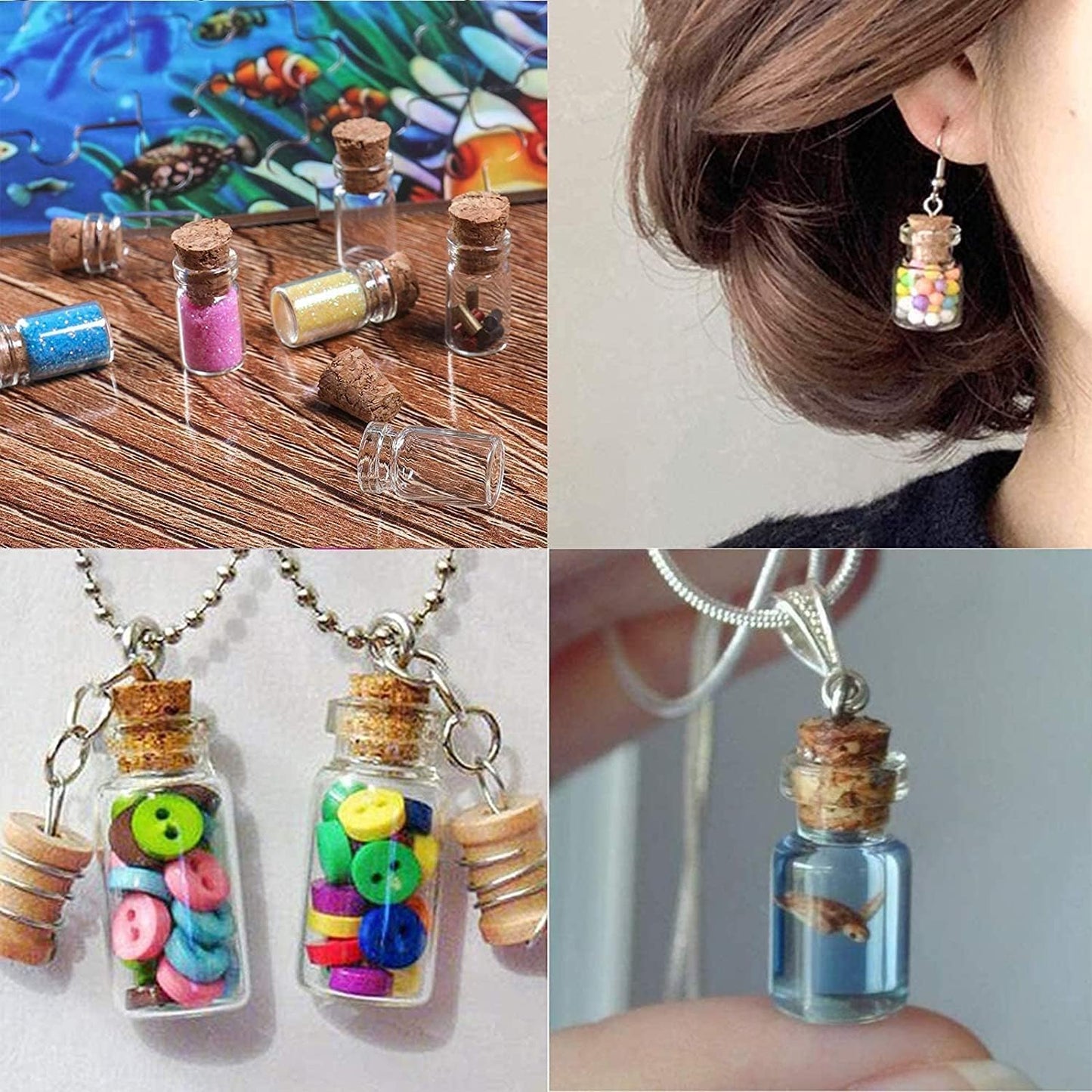 Sxminer 200 Pieces 0.5ml Mini Small Glass Bottles with Cork Stoppers Tiny Glass Jars 20 Meters Twines Eye Screws Clear Mini Vials Corked Bottles DIY Arts Crafts Projects Decoration Party Favors Gifts
