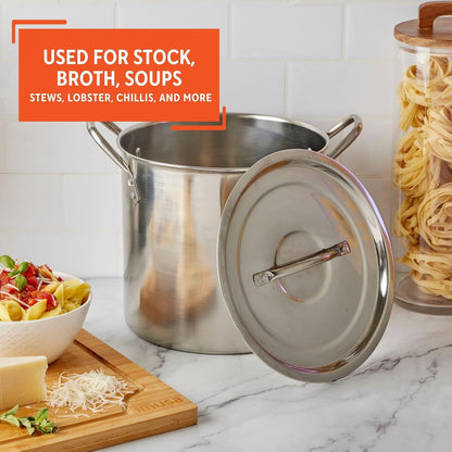 IMUSA 8 Quart Stainless Steel Stock Pot with Lid: Silver